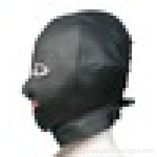Sex Toys Black Faux Leather Full Sex Hood Mask Latex Costume Fetish Bondage Hood with Eye & Mouth Zipper Tailor Made Adult